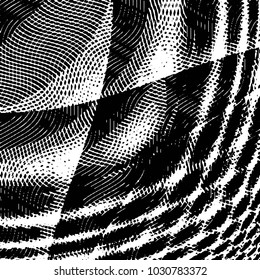 Abstract grunge grid stripe halftone background pattern. Black and white line vector illustration
