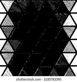 Abstract grunge grid stripe halftone background pattern. Black and white line vector illustration
