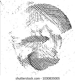 Abstract grunge grid stripe halftone background pattern. Black and white line vector illustration
