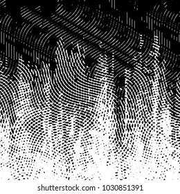 Abstract grunge grid stripe halftone background pattern. Black and white line vector illustration
