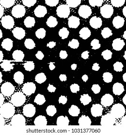 Abstract grunge grid stripe halftone background pattern. Black and white line vector illustration

