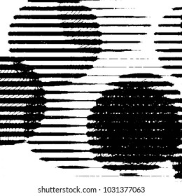 Abstract grunge grid stripe halftone background pattern. Black and white line vector illustration
