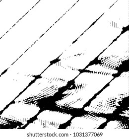 Abstract grunge grid stripe halftone background pattern. Black and white line vector illustration
