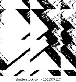 Abstract grunge grid stripe halftone background pattern. Black and white line vector illustration
