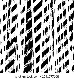 Abstract grunge grid stripe halftone background pattern. Black and white line vector illustration

