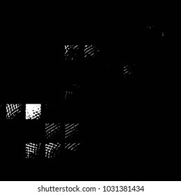 Abstract grunge grid stripe halftone background pattern. Black and white line vector illustration
