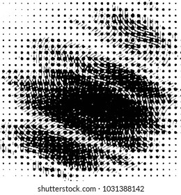 Abstract grunge grid stripe halftone background pattern. Black and white line vector illustration

