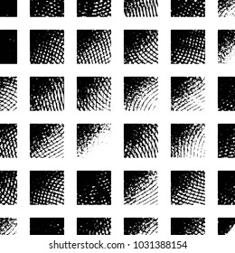 Abstract grunge grid stripe halftone background pattern. Black and white line vector illustration
