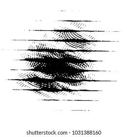 Abstract grunge grid stripe halftone background pattern. Black and white line vector illustration
