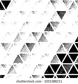 Abstract grunge grid stripe halftone background pattern. Black and white line vector illustration
