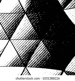 Abstract grunge grid stripe halftone background pattern. Black and white line vector illustration
