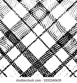 Abstract grunge grid stripe halftone background pattern. Black and white line vector illustration
