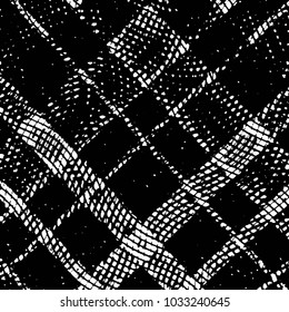 Abstract grunge grid stripe halftone background pattern. Black and white line vector illustration
