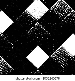 Abstract grunge grid stripe halftone background pattern. Black and white line vector illustration
