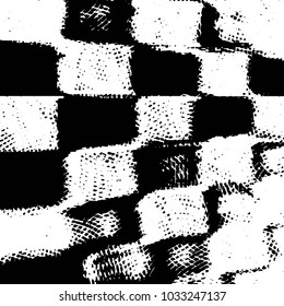Abstract grunge grid stripe halftone background pattern. Black and white line vector illustration
