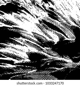 Abstract grunge grid stripe halftone background pattern. Black and white line vector illustration
