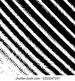 Abstract grunge grid stripe halftone background pattern. Black and white line vector illustration
