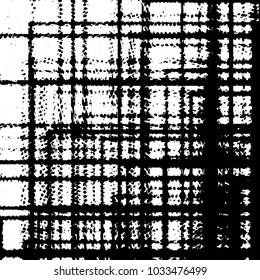 Abstract grunge grid stripe halftone background pattern. Black and white line vector illustration
