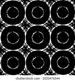 Abstract grunge grid stripe halftone background pattern. Black and white line vector illustration
