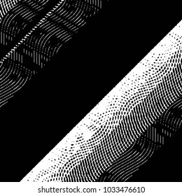 Abstract grunge grid stripe halftone background pattern. Black and white line vector illustration
