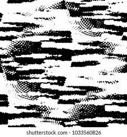 Abstract grunge grid stripe halftone background pattern. Black and white line vector illustration
