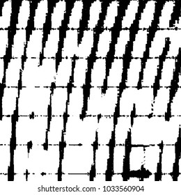 Abstract grunge grid stripe halftone background pattern. Black and white line vector illustration
