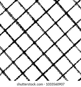 Abstract grunge grid stripe halftone background pattern. Black and white line vector illustration
