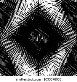 Abstract grunge grid stripe halftone background pattern. Black and white line vector illustration
