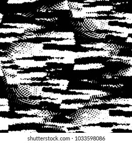 Abstract grunge grid stripe halftone background pattern. Black and white line vector illustration
