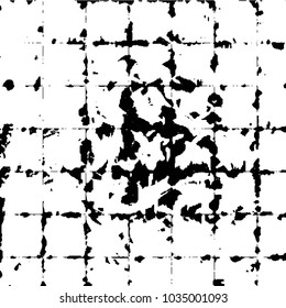 Abstract grunge grid stripe halftone background pattern. Black and white line vector illustration
