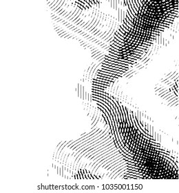 Abstract grunge grid stripe halftone background pattern. Black and white line vector illustration
