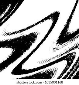 Abstract grunge grid stripe halftone background pattern. Black and white line vector illustration
