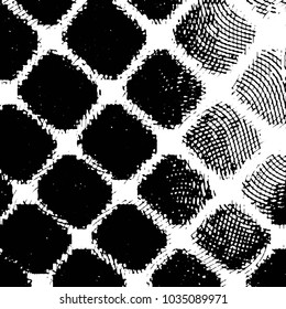 Abstract grunge grid stripe halftone background pattern. Black and white line vector illustration
