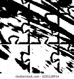 Abstract grunge grid stripe halftone background pattern. Black and white line vector illustration
