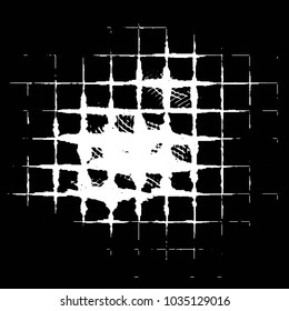 Abstract grunge grid stripe halftone background pattern. Black and white line vector illustration
