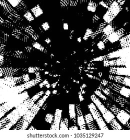 Abstract grunge grid stripe halftone background pattern. Black and white line vector illustration
