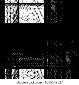 Abstract grunge grid stripe halftone background pattern. Black and white line vector illustration
