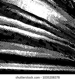 Abstract grunge grid stripe halftone background pattern. Black and white line vector illustration
