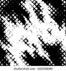 Abstract grunge grid stripe halftone background pattern. Black and white line vector illustration
