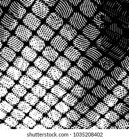 Abstract grunge grid stripe halftone background pattern. Black and white line vector illustration
