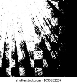 Abstract grunge grid stripe halftone background pattern. Black and white line vector illustration
