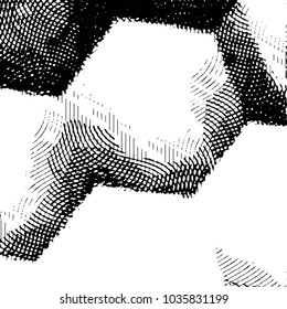 Abstract grunge grid stripe halftone background pattern. Black and white line vector illustration
