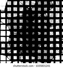 Abstract grunge grid stripe halftone background pattern. Black and white line vector illustration
