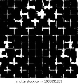 Abstract grunge grid stripe halftone background pattern. Black and white line vector illustration
