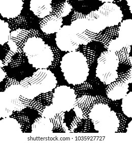 Abstract grunge grid stripe halftone background pattern. Black and white line vector illustration
