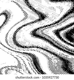 Abstract grunge grid stripe halftone background pattern. Black and white line vector illustration
