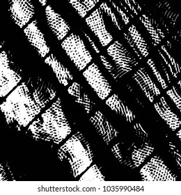Abstract grunge grid stripe halftone background pattern. Black and white line vector illustration
