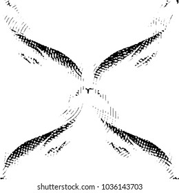 Abstract grunge grid stripe halftone background pattern. Black and white line vector illustration
