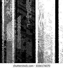 Abstract grunge grid stripe halftone background pattern. Black and white line vector illustration
