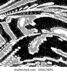 Abstract grunge grid stripe halftone background pattern. Black and white line vector illustration
